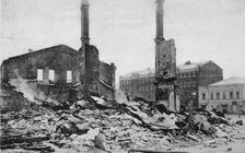 Destruction on a Moscow street after the Revolution, Russia, December 1905