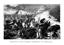 Destruction of Count Bismarck's Cuirassiers by the Mitrailleuse c1870, (1875)