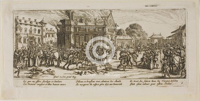 Destruction of a Convent, plate six from The Large Miseries of War, n.d. Creator: Gerard van Schagen.