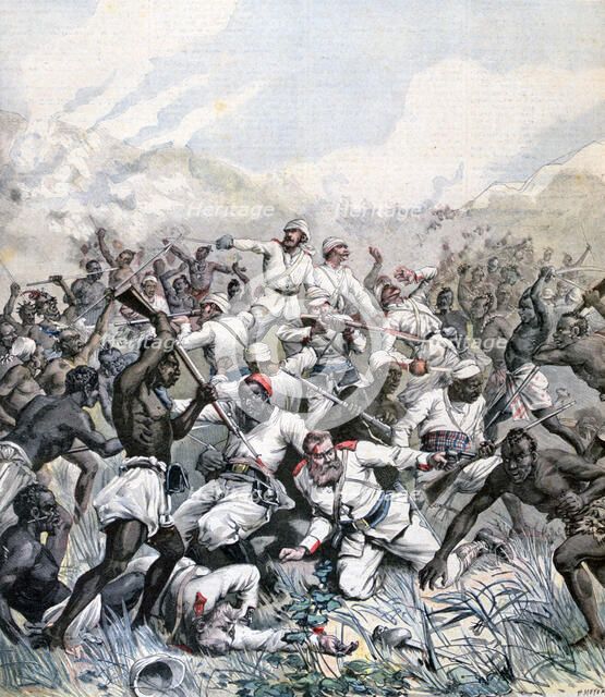 Destruction of a German expedition in Africa, 1891. Artist: Henri Meyer