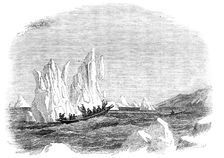 Destruction of a Skin-Boat by the Falling of an Iceberg, 1856. Creator: Unknown