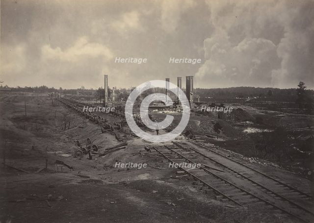 Destruction of Hood's Ordinance Train, 1860s. Creator: George N. Barnard.