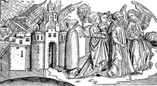 Destruction of Sodom and Gomorrah by earthquake, 1493. Artist: Anon