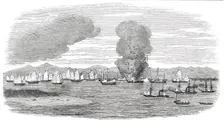 Destruction of Shap-'Ng-Tsai's Piratical Fleet, by the British, in the Gulf of Tonquin, 1850. Creator: Unknown