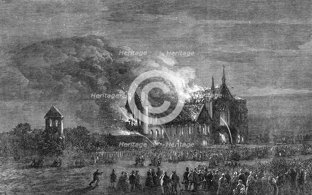 Destruction of St. Mary’s Roman Catholic Cathedral at Sydney, New South Wales, 1865. Creator: Unknown.