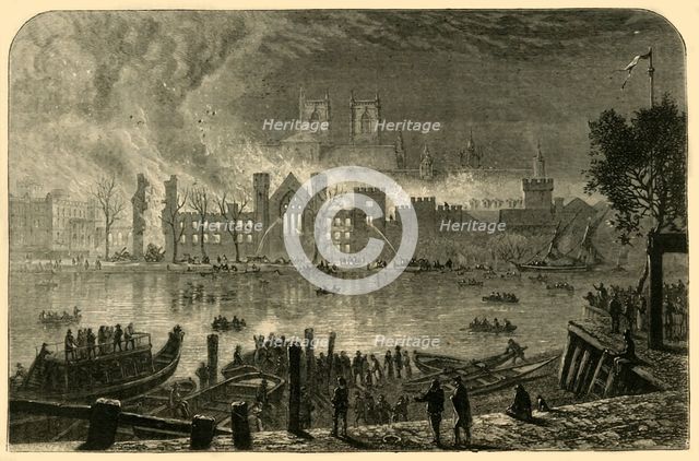 'Destruction of the Old Houses of Parliament, October 16, 1834', (1881). Creator: Unknown.