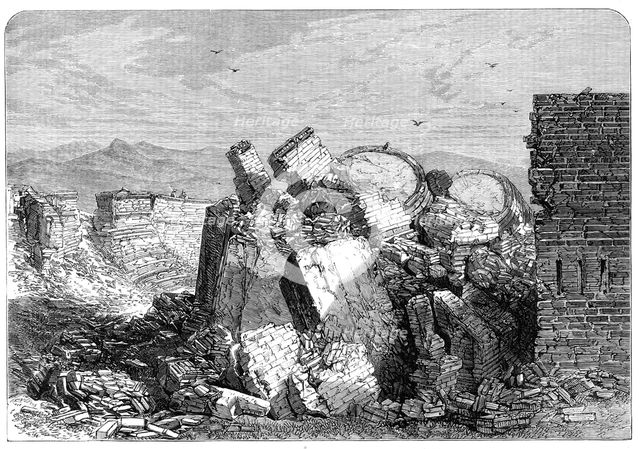 Destruction of the fortifications of the Ionian Islands: the escarp of the Keep of Vido..., 1864. Creator: Unknown.