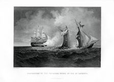 Destruction of the privateer Petrel by the St Lawrence 28 July 1861, (1862-1867).Artist: R Hinshelwood