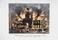 Destruction of the Royal Exchange (2nd) fire, London, 1838. Artist: W Clerk