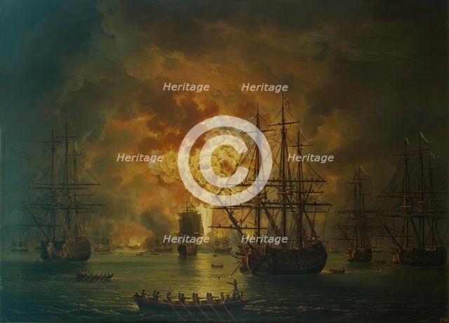 Destruction of the Turkish Fleet in the Bay of Chesme, 1771. Creator: Jacob Philip Hackert.