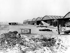 Destroyed aircraft at Le Bourget airfield, German-occupied Paris, July 1940