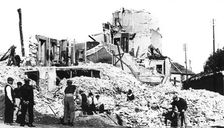 Destroyed building, liberation of France, St Cyr, August 1944