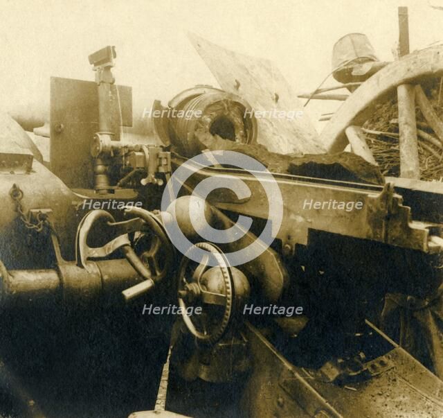 Destroyed cannon, c1914-c1918. Artist: Unknown.