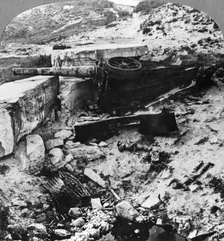 Destroyed German defence battery, Mariakerke, Belgium, World War I, c1914-c1918. Artist: Realistic Travels Publishers