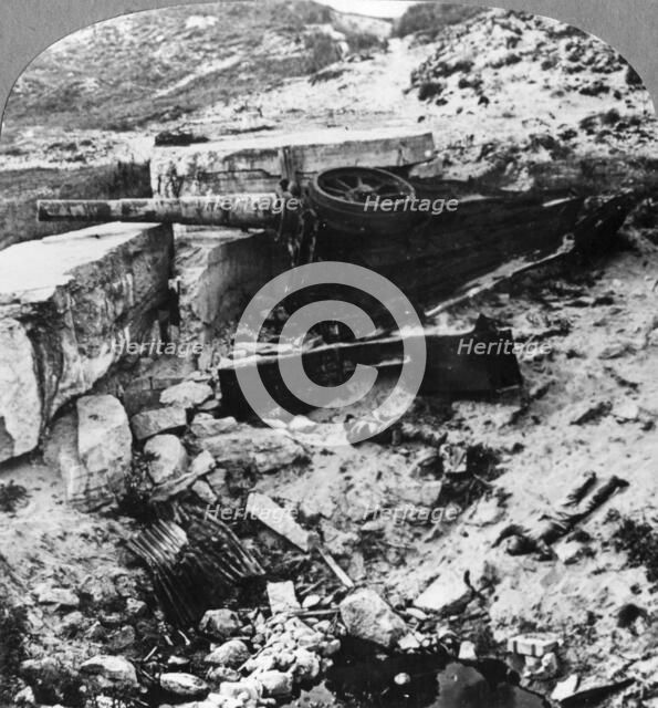 Destroyed German defence battery, Mariakerke, Belgium, World War I, c1914-c1918. Artist: Realistic Travels Publishers