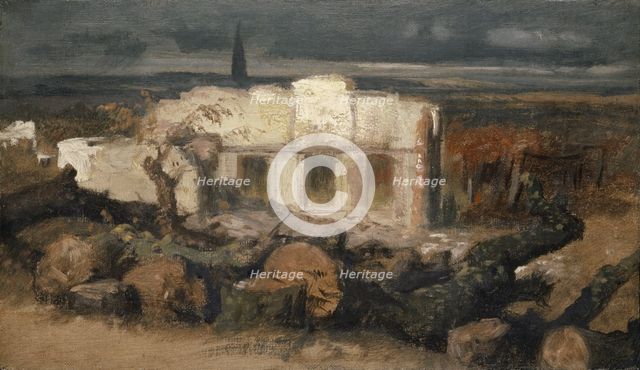 Destroyed House in Kehl, 1870. Creator: Arnold Bocklin.
