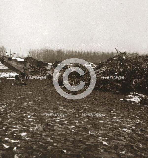 Destroyed zeppelin, c1914-c1918. Artist: Unknown.