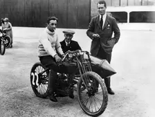 DH Davidson on a Flat Twin Harley-Davidson, Brooklands, Surrey, 1920