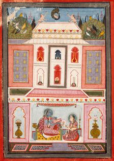 Dhanashri Ragini, First Wife of Dipak Raga, Folio from a Ragamala (Garland of Melodies), c1700. Creator: Unknown
