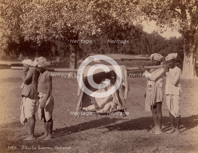 Dhoolie Bearers - Benares, 1860s-70s. Creator: Unknown.