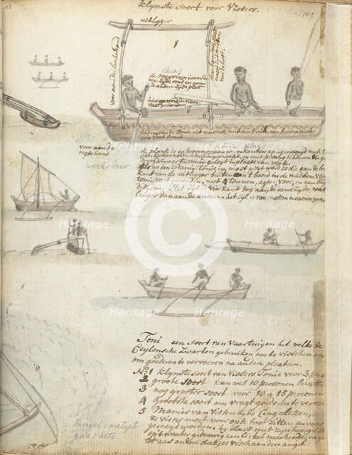 Dhoni, fishing boats in the Bay of Galle, 1786. Creator: Jan Brandes.