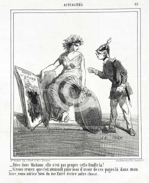 Dites donc Madame, elle n'est pas propre cette feuille la! -Si vous croyez que c'est..., 1864. Creator: Cham.