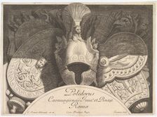 Divers Trophées (Weapon Trophies after the Façade of Palazzo Milesi in Rome), 1651. Creators: Polidoro da Caravaggio, Rene Lochon