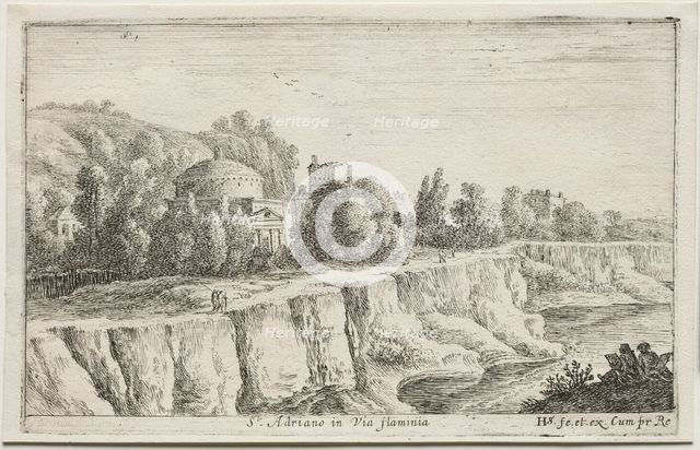 Diverse Views in and around Rome: St. Adriano in Via Flaminia, 1653. Creator: Herman van Swanevelt (Dutch, c. 1600-1655).