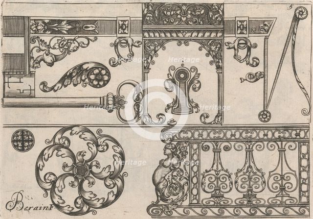 Diverses Pieces de Serruriers, page 6 (recto), ca. 1663. Creator: Jean Berain.