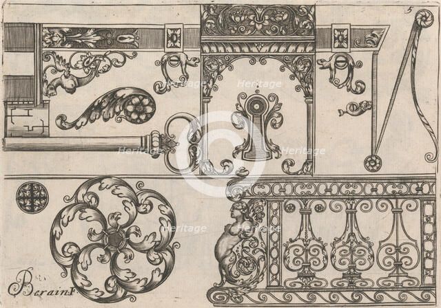Diverses Pieces de Serruriers, page 6 (recto), ca. 1663. Creator: Jean Berain.
