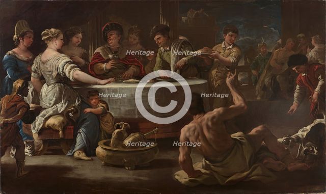 Dives and Lazarus, 1680. Creator: Luca Giordano.