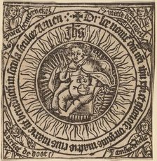 Divine Infant with the Globe in a Circle with Four Angels, probably c. 1500. Creator: Unknown