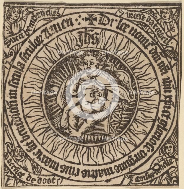 Divine Infant with the Globe in a Circle with Four Angels, probably c. 1500. Creator: Unknown.