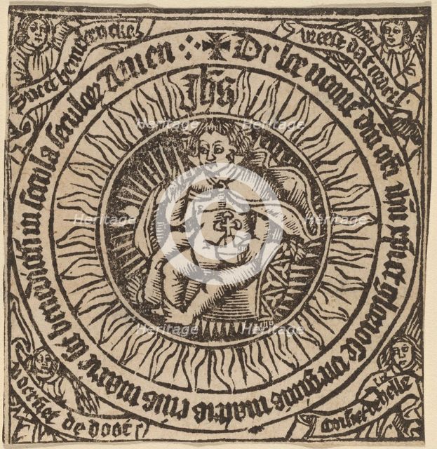 Divine Infant with the Globe in a Circle with Four Angels, probably c. 1500. Creator: Unknown.