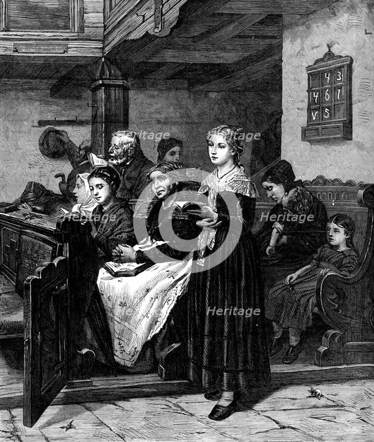 "Divine Service", by H. Ochmichen, 1871. Creator: Robert Loudan.