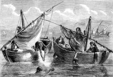 Diving for sponges on the coast of Syria, 1862. Creator: Unknown
