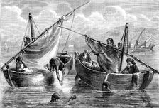 Diving for sponges on the coast of Syria, 1862. Creator: Unknown