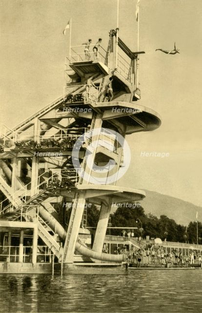 Diving platform, Millstatt, Carinthia, Austria, c1935.  Creator: Unknown.