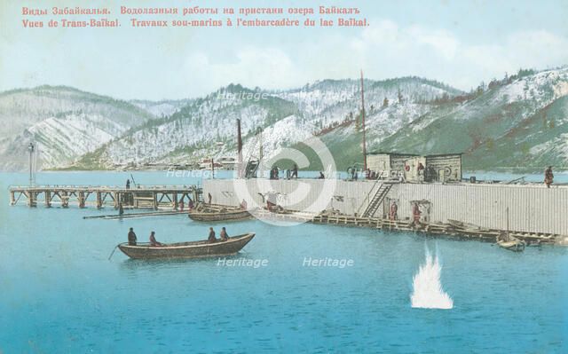 Diving work on the pier of Lake Baikal, 1904-1917. Creator: Unknown.