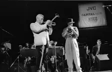 Dizzy Gillespie and Chuck Mangione, Royal Festival Hall, London, 1988. Artist: Brian O'Connor
