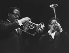 Dizzy Gillespie and Clark Terry, Daily Mail International Jazz Festival, Manchester, 1963. Creator: Brian Foskett