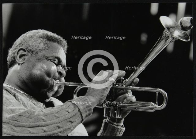 Dizzy Gillespie peforming with the Royal Philharmonic Orchestra, Royal Festival Hall, London, 1985. Artist: Denis Williams