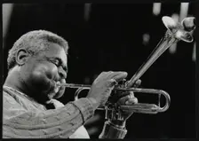 Dizzy Gillespie peforming with the Royal Philharmonic Orchestra, Royal Festival Hall, London, 1985. Creator: Denis Williams