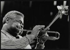 Dizzy Gillespie peforming with the Royal Philharmonic Orchestra, Royal Festival Hall, London, 1985. Artist: Denis Williams