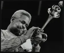 Dizzy Gillespie performing with the Royal Philharmonic Orchestra, Royal Festival Hall, London, 1985. Creator: Denis Williams