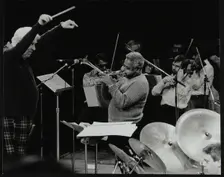 Dizzy Gillespie playing with the Royal Philharmonic Orchestra, Royal Festival Hall, London, 1985. Creator: Denis Williams