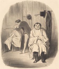Diable!... diable!.... il parait que le rasoir n'est guère bon..., 1847. Creator: Honore Daumier