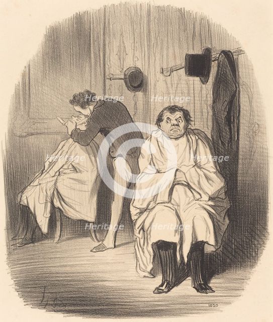 Diable!... diable!.... il parait que le rasoir n'est guère bon..., 1847. Creator: Honore Daumier.