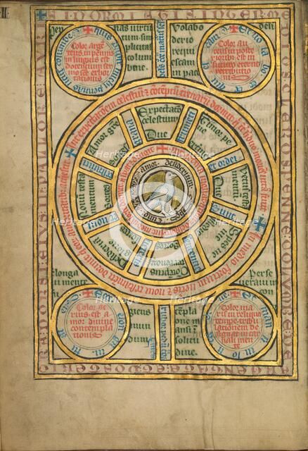 Diagram with a Dove; De Natura Avium; De Pastoribus et Ovibus, 1277 or after. Creator: Unknown.