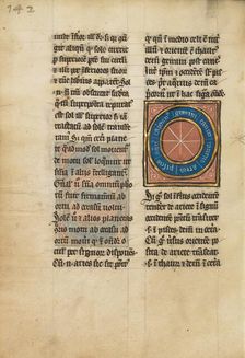 Diagram with Seven Signs of the Zodiac; De Natura Avium; De Pastoribus et Ovibus, 1277 or after. Creator: Unknown